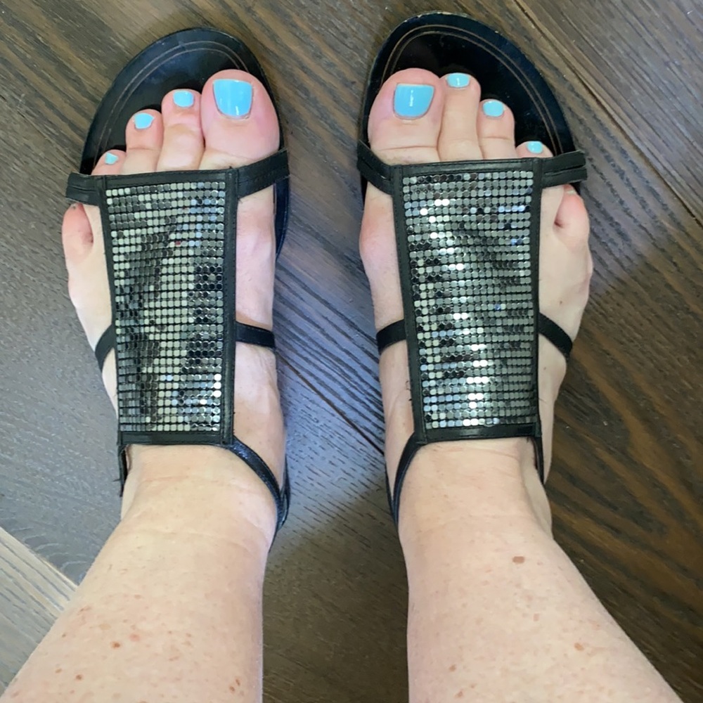 COLE HAAN Maria Sharapova black metallic sandals